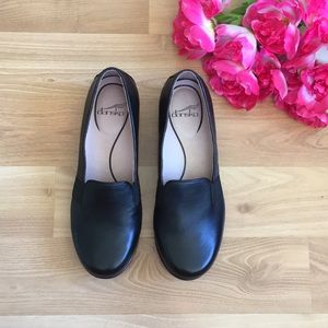 Dansko Addy smooth black leather loafers